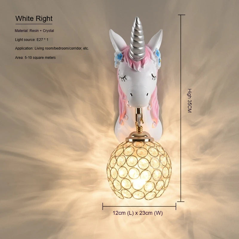 Boys Girls Room Decoration Simple Bedside Sconce Study Aisle Children's Room Bedroom Living Room Unicorn Wall Lamp