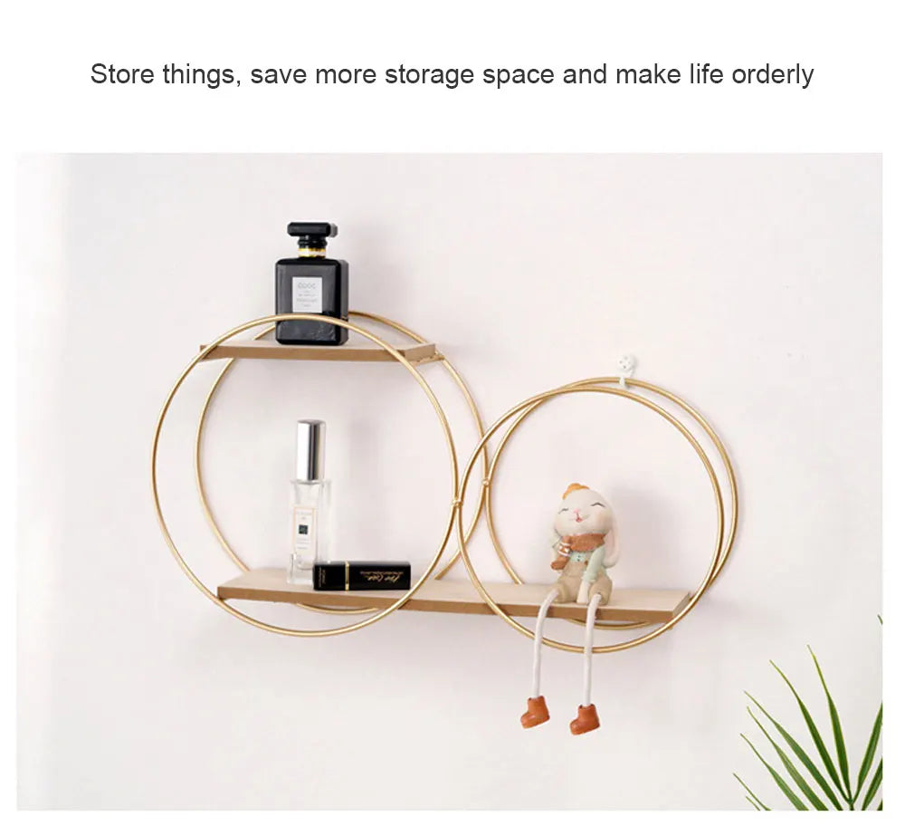 Room Rack Decoration Wall Circular Hanging Home Decor Shelves Candle Holder Aesthetic And Supports Wooden Teen Living Floating