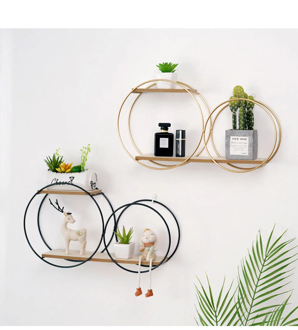 Room Rack Decoration Wall Circular Hanging Home Decor Shelves Candle Holder Aesthetic And Supports Wooden Teen Living Floating