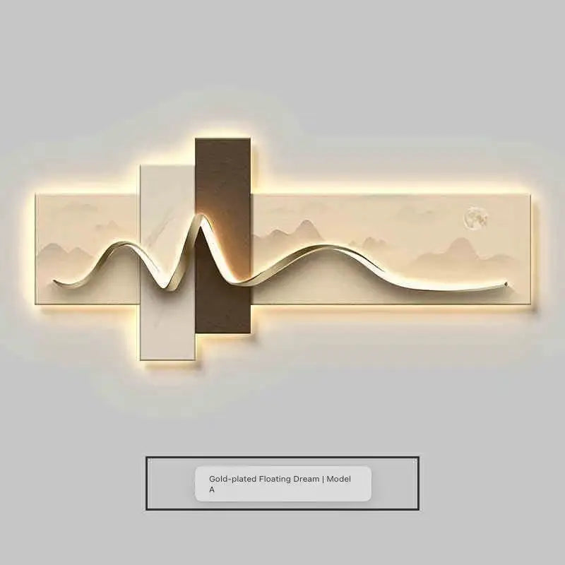 Living room decoration painting, LED ambient light painting, modern luxury sofa background wall, minimalist hanging painting