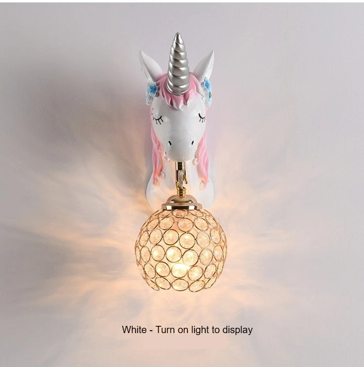 Boys Girls Room Decoration Simple Bedside Sconce Study Aisle Children's Room Bedroom Living Room Unicorn Wall Lamp