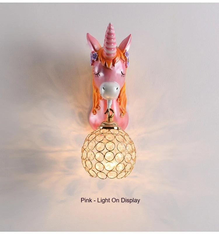 Boys Girls Room Decoration Simple Bedside Sconce Study Aisle Children's Room Bedroom Living Room Unicorn Wall Lamp