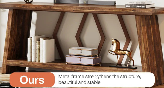 Farmhouse Console Table,Narrow Long Sofa Entryway Table, 2-Tier Wood Couch Foyer Accent Table for Living Room, Hallway