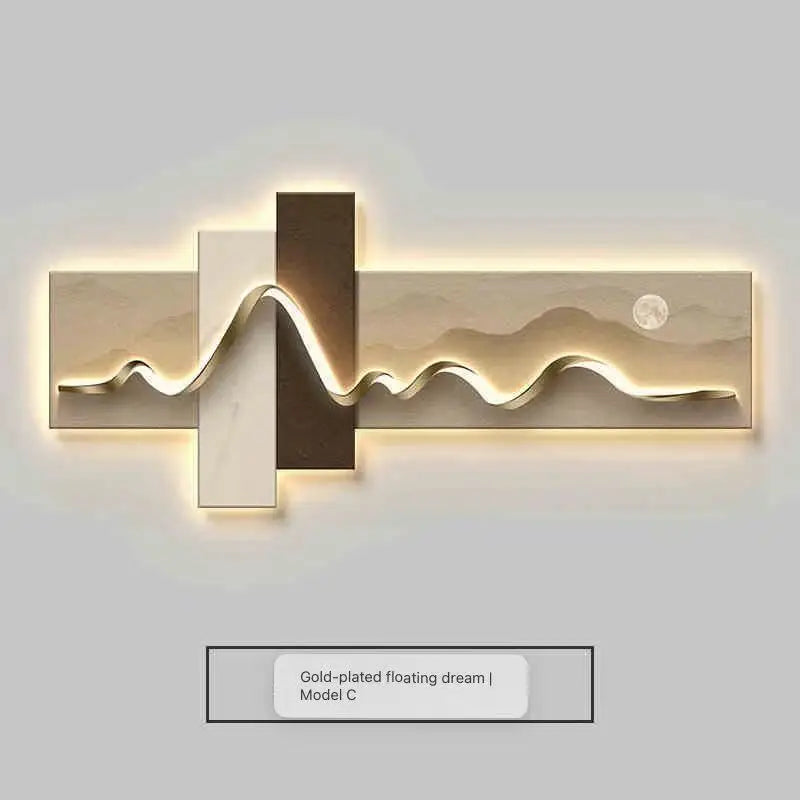 Living room decoration painting, LED ambient light painting, modern luxury sofa background wall, minimalist hanging painting