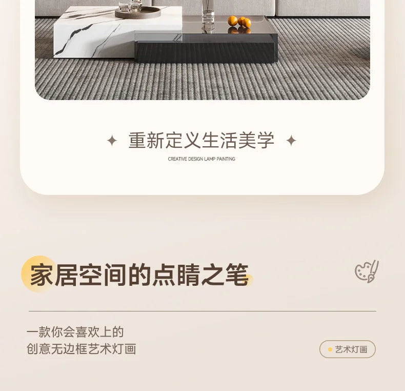 Living room decoration painting, LED ambient light painting, modern luxury sofa background wall, minimalist hanging painting