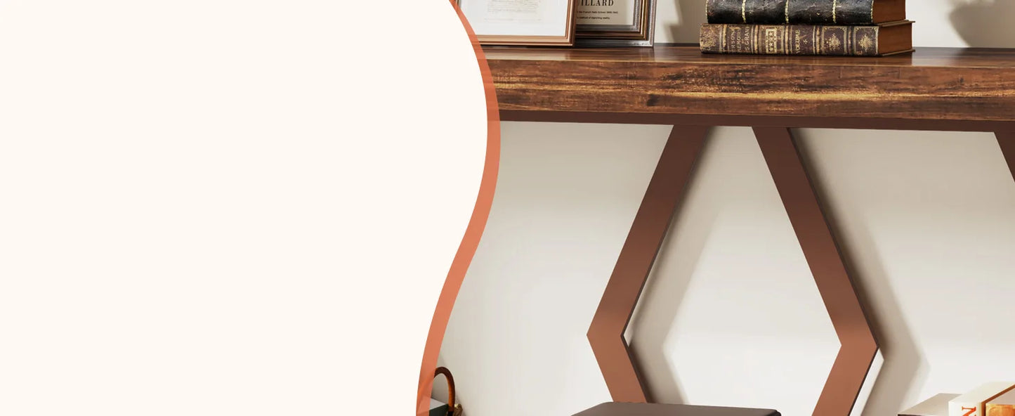 Farmhouse Console Table,Narrow Long Sofa Entryway Table, 2-Tier Wood Couch Foyer Accent Table for Living Room, Hallway