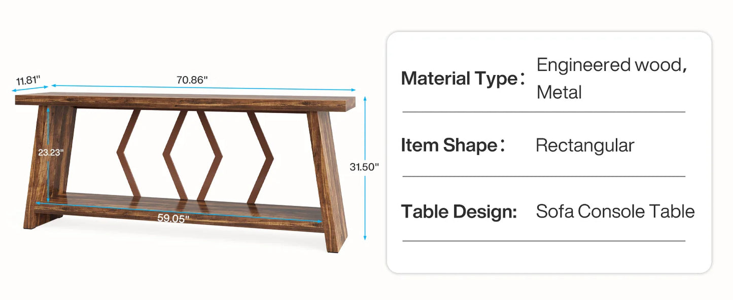 Farmhouse Console Table,Narrow Long Sofa Entryway Table, 2-Tier Wood Couch Foyer Accent Table for Living Room, Hallway