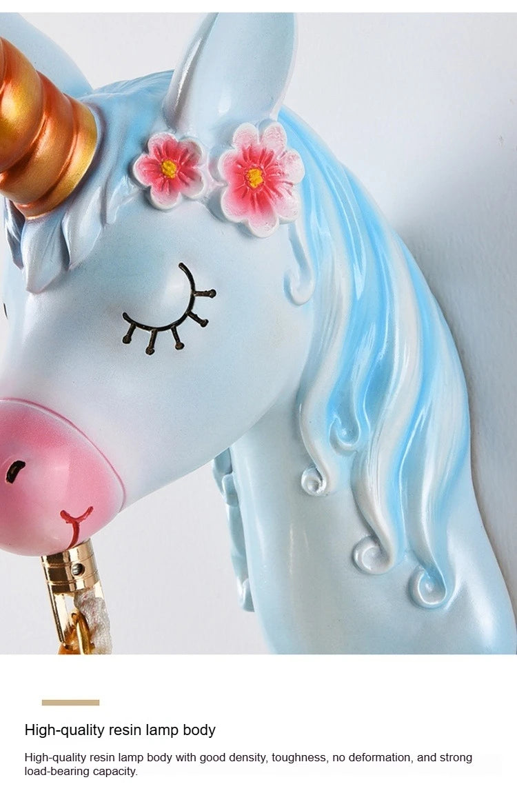 Boys Girls Room Decoration Simple Bedside Sconce Study Aisle Children's Room Bedroom Living Room Unicorn Wall Lamp