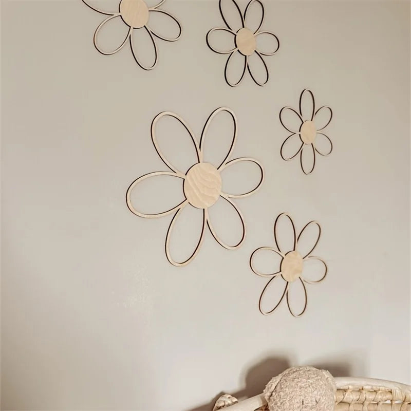 Ins Scandinavian Style Cut Out Daisy Flower Wall Decoration Wood Flower DIY Wooden Daisy, Spring and Summer, Room Party Decoration, Ideal Holiday Gifts